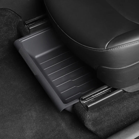 For Tesla Model Y 2021-2023 TPE Storage Organizer Under Car Seat, Style:with Cover(White)