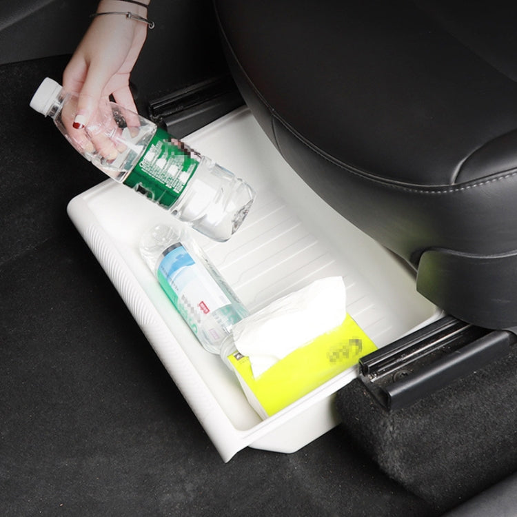 For Tesla Model Y 2021-2023 TPE Storage Organizer Under Car Seat, Style:without Cover(Grey)