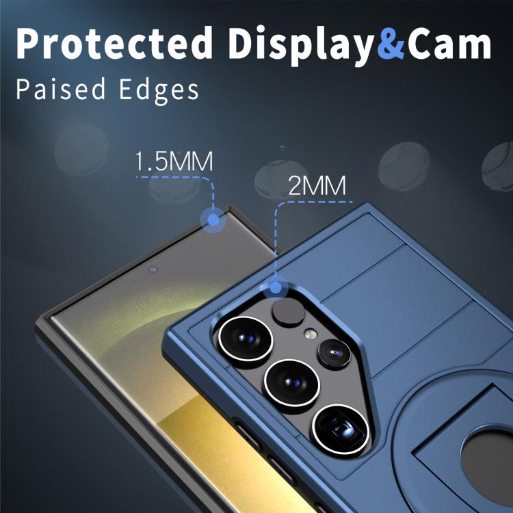 For Samsung Galaxy S24 Ultra 5G Armor MagSafe Ring Holder Phone Case(Blue)