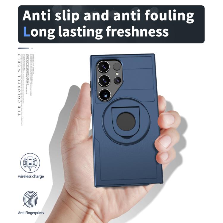 For Samsung Galaxy S24 Ultra 5G Armor MagSafe Ring Holder Phone Case(Blue)