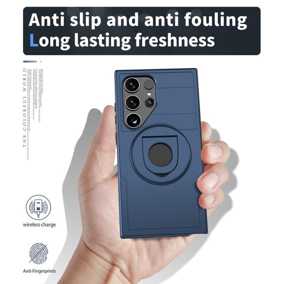 For Samsung Galaxy S24 Ultra 5G Armor MagSafe Ring Holder Phone Case(Blue)