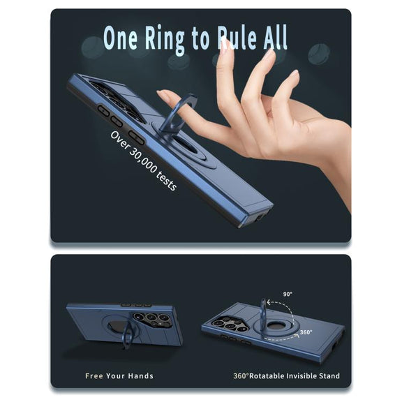 For Samsung Galaxy S24 Ultra 5G Armor MagSafe Ring Holder Phone Case(Blue)