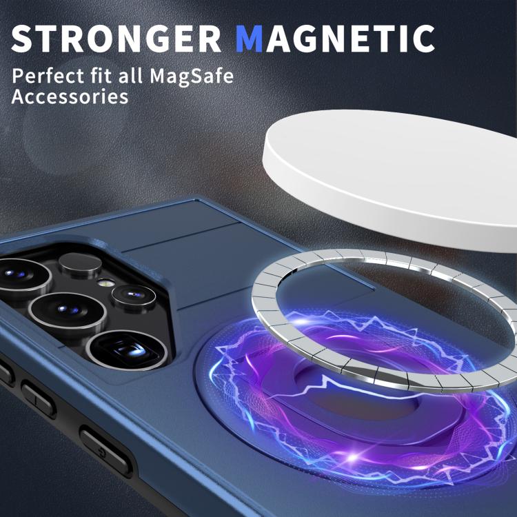 For Samsung Galaxy S24 Ultra 5G Armor MagSafe Ring Holder Phone Case(Blue)