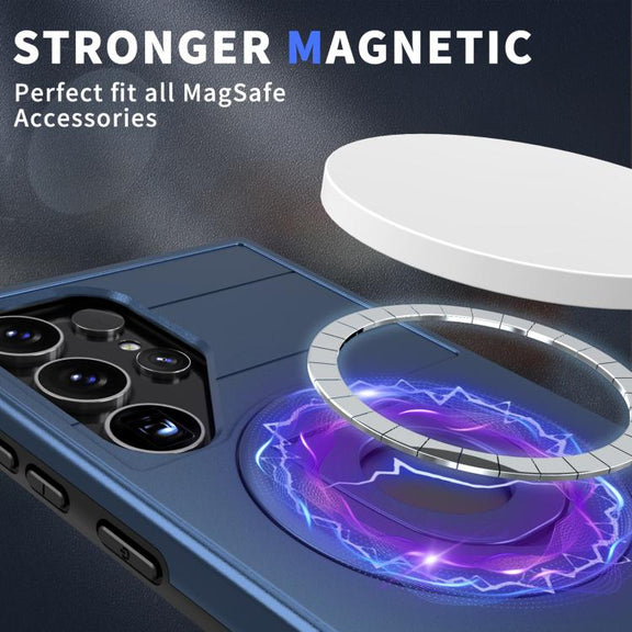 For Samsung Galaxy S24 Ultra 5G Armor MagSafe Ring Holder Phone Case(Blue)
