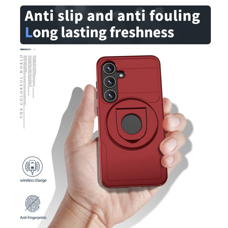 For Samsung Galaxy S24 5G Armor MagSafe Ring Holder Phone Case(Red)