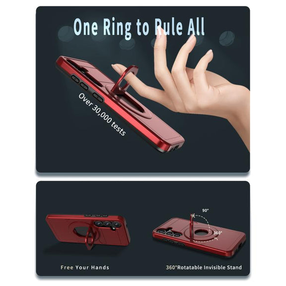 For Samsung Galaxy S24 5G Armor MagSafe Ring Holder Phone Case(Red)