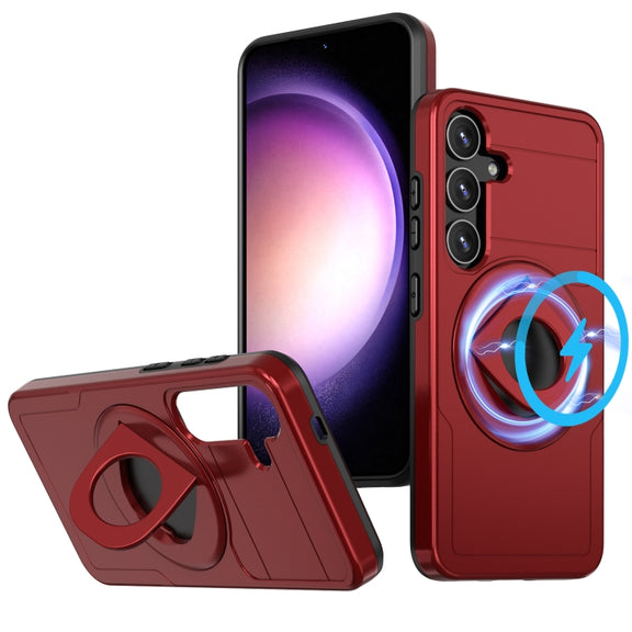 For Samsung Galaxy S24 5G Armor MagSafe Ring Holder Phone Case(Red)