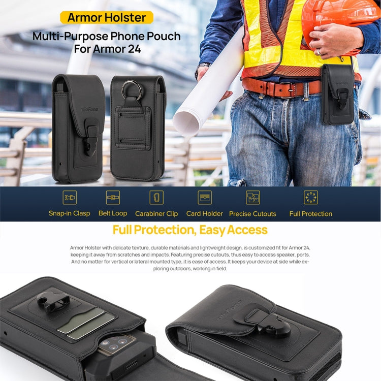 For Ulefone Armor 24 Ulefone Armor Holster Multi-Purpose Phone Pouch Waist Bag(Black)