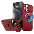 For iPhone 15 Pro Camshield MagSafe Ring Holder Armor Phone Case(Red) - More iPhone Cases by PMC TechLife | Online Shopping South Africa | PMC TechLife