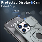 For iPhone 15 Pro Camshield MagSafe Ring Holder Armor Phone Case(Titanium Grey)