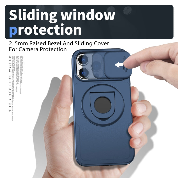 For iPhone 14 Camshield MagSafe Ring Holder Armor Phone Case(Blue)