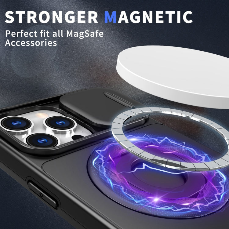 For iPhone 14 Pro Camshield MagSafe Ring Holder Armor Phone Case(Black)