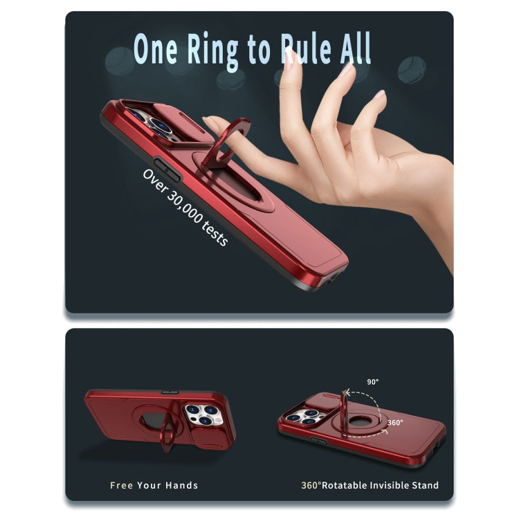 For iPhone 14 Pro Camshield MagSafe Ring Holder Armor Phone Case(Red)