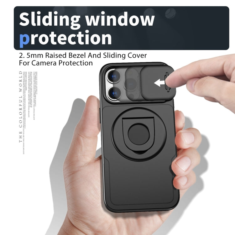 For iPhone 14 Pro Max Camshield MagSafe Ring Holder Armor Phone Case(Black)