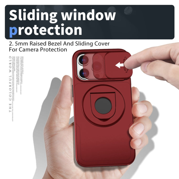 For iPhone 13 Pro Camshield MagSafe Ring Holder Armor Phone Case(Red)