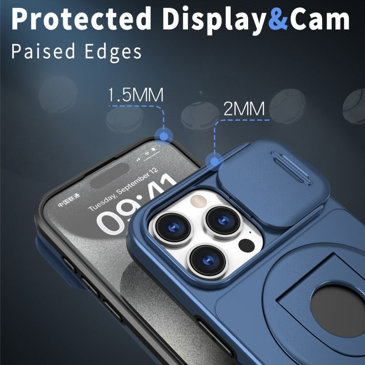 For iPhone 11 Camshield MagSafe Ring Holder Armor Phone Case(Blue)