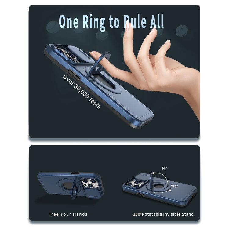 For iPhone 11 Camshield MagSafe Ring Holder Armor Phone Case(Blue)
