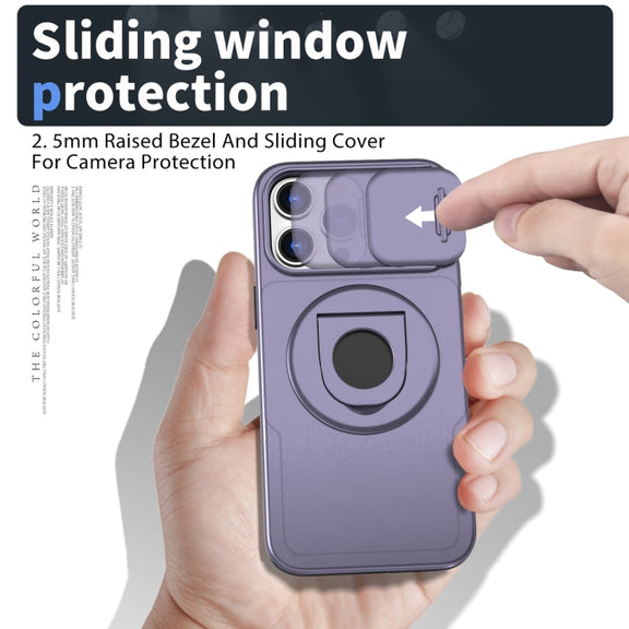 For iPhone 11 Pro Camshield MagSafe Ring Holder Armor Phone Case(Purple)