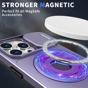 For iPhone 12 Pro Camshield MagSafe Ring Holder Armor Phone Case(Purple)
