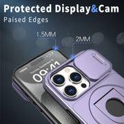 For iPhone 12 Pro Camshield MagSafe Ring Holder Armor Phone Case(Purple)