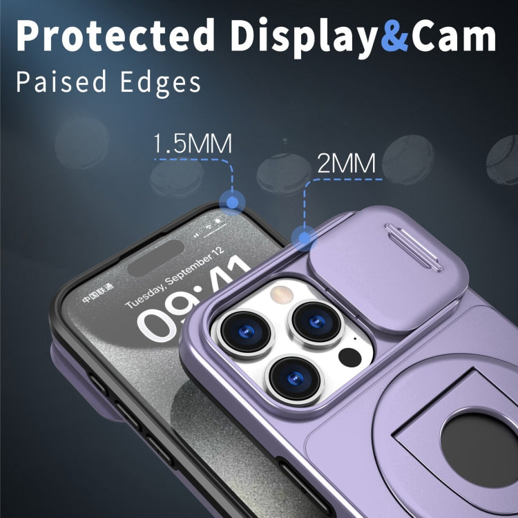 For iPhone 12 Pro Camshield MagSafe Ring Holder Armor Phone Case(Purple)