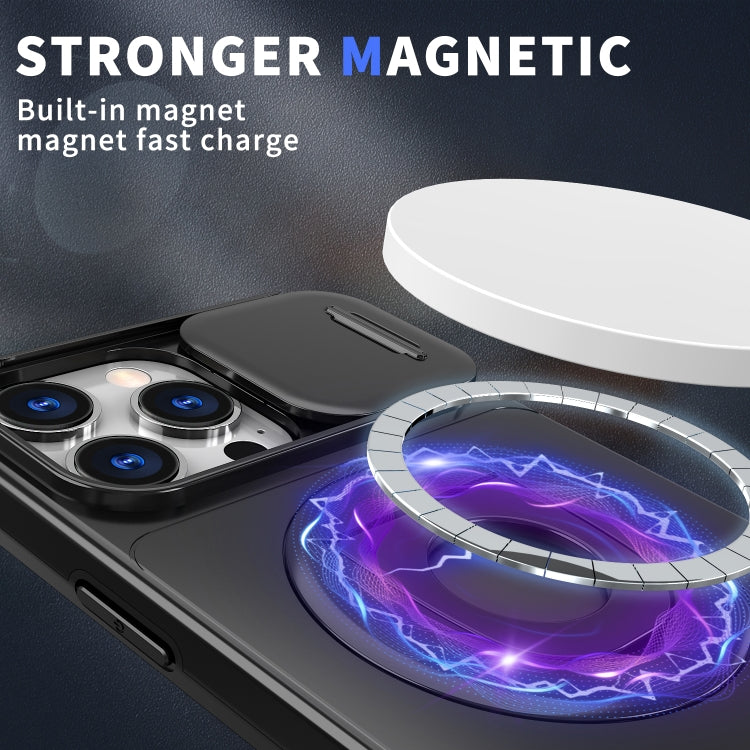 For iPhone 16 Pro Max Camshield MagSafe Ring Holder Armor Phone Case(Black)
