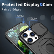 For iPhone 16 Pro Max Camshield MagSafe Ring Holder Armor Phone Case(Black)