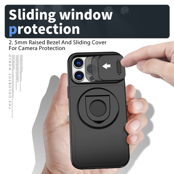 For iPhone 16 Pro Max Camshield MagSafe Ring Holder Armor Phone Case(Black)