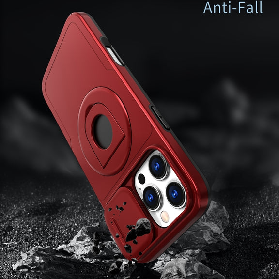 For iPhone 16 Pro Max Camshield MagSafe Ring Holder Armor Phone Case(Red)