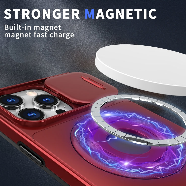 For iPhone 16 Pro Max Camshield MagSafe Ring Holder Armor Phone Case(Red)