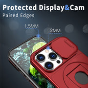 For iPhone 16 Pro Max Camshield MagSafe Ring Holder Armor Phone Case(Red)