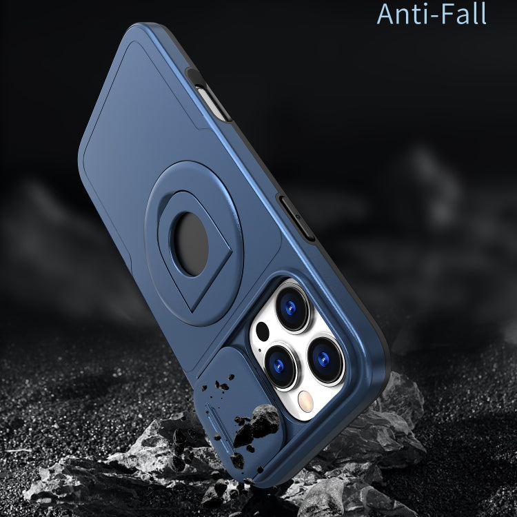 For iPhone 16 Pro Max Camshield MagSafe Ring Holder Armor Phone Case(Blue)
