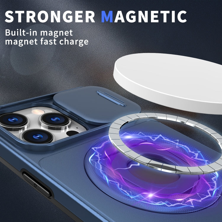 For iPhone 16 Pro Max Camshield MagSafe Ring Holder Armor Phone Case(Blue)