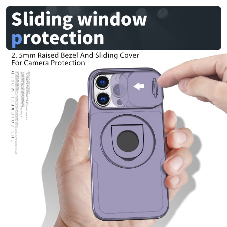 For iPhone 16 Pro Camshield MagSafe Ring Holder Armor Phone Case(Purple)