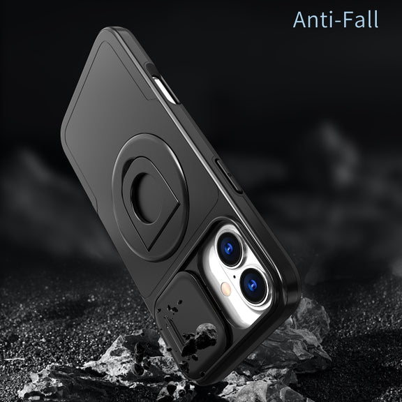 For iPhone 16 Plus Camshield MagSafe Ring Holder Armor Phone Case(Black)