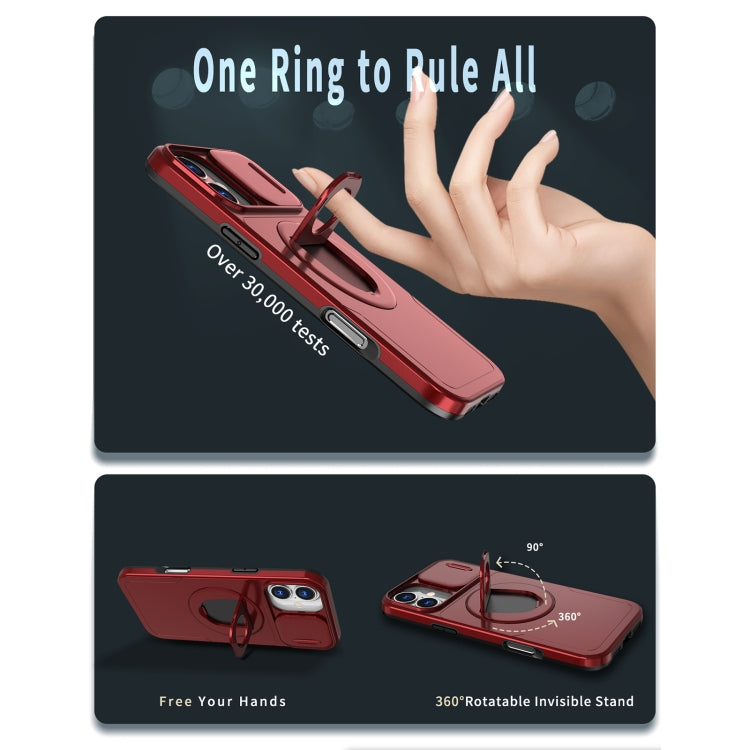 For iPhone 16 Plus Camshield MagSafe Ring Holder Armor Phone Case(Red)