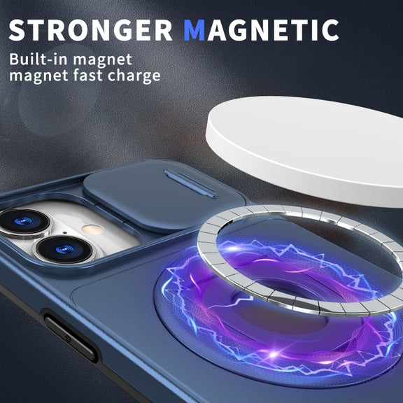 For iPhone 16 Plus Camshield MagSafe Ring Holder Armor Phone Case(Blue)
