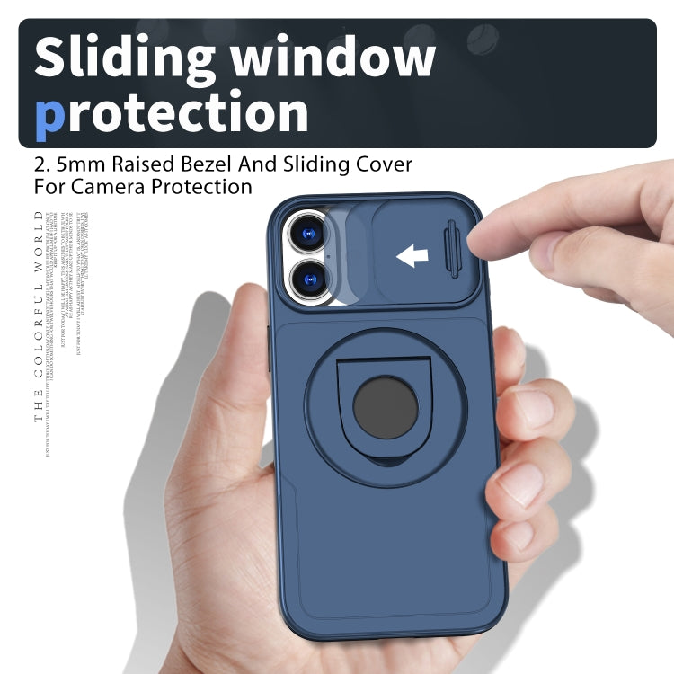 For iPhone 16 Plus Camshield MagSafe Ring Holder Armor Phone Case(Blue)