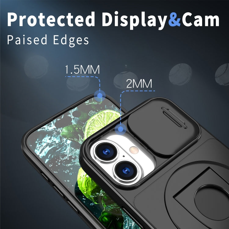 For iPhone 16 Camshield MagSafe Ring Holder Armor Phone Case(Black)