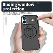 For iPhone 16 Camshield MagSafe Ring Holder Armor Phone Case(Black)