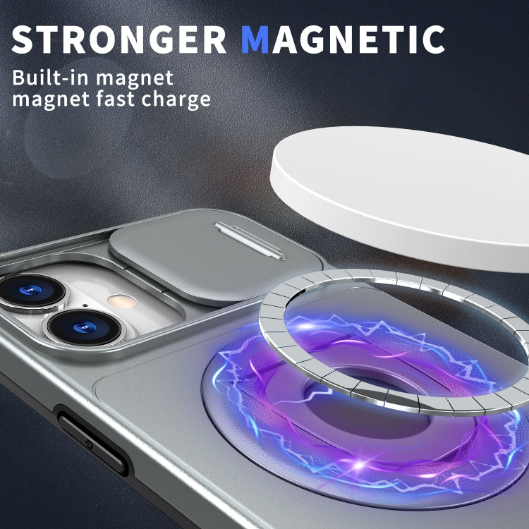 For iPhone 16 Camshield MagSafe Ring Holder Armor Phone Case(Titanium Grey)