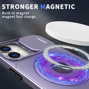 For iPhone 16 Camshield MagSafe Ring Holder Armor Phone Case(Purple)