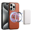 For iPhone 15 Pro Denior Cowhide Texture Leather MagSafe Phone Case(Brown) - iPhone 15 Pro Cases by Denior | Online Shopping South Africa | PMC TechLife | Buy Now Pay Later Mobicred