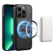For iPhone 13 Pro Max Denior Cowhide Texture Leather MagSafe Phone Case(Black)