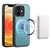 For iPhone 12/12 Pro Denior Cowhide Texture Leather MagSafe Phone Case(Blue)