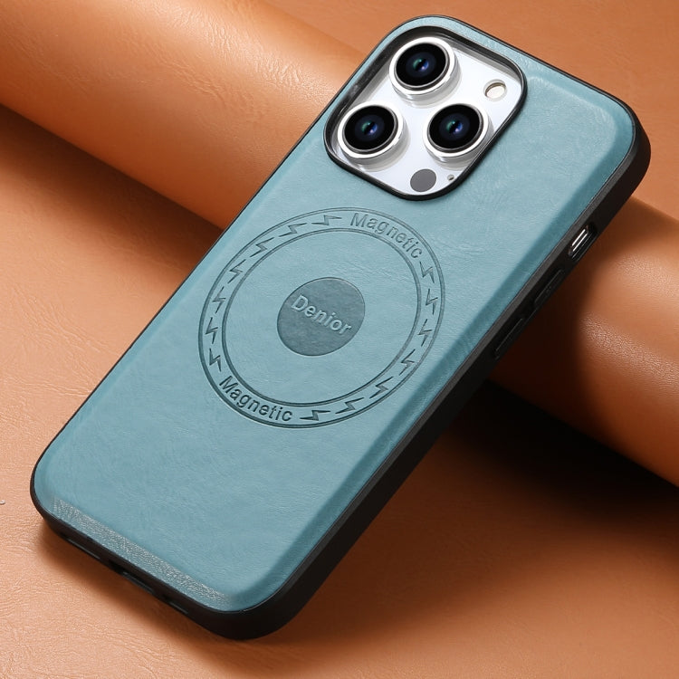 For iPhone 12 Pro Max Denior Cowhide Texture Leather MagSafe Phone Case(Blue)
