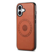 For iPhone 16 Plus Denior Cowhide Texture Leather MagSafe Phone Case(Brown)