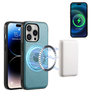 For iPhone 16 Pro Denior Cowhide Texture Leather MagSafe Phone Case(Blue)