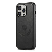 For iPhone 16 Pro Denior Cowhide Texture Leather MagSafe Phone Case(Black)