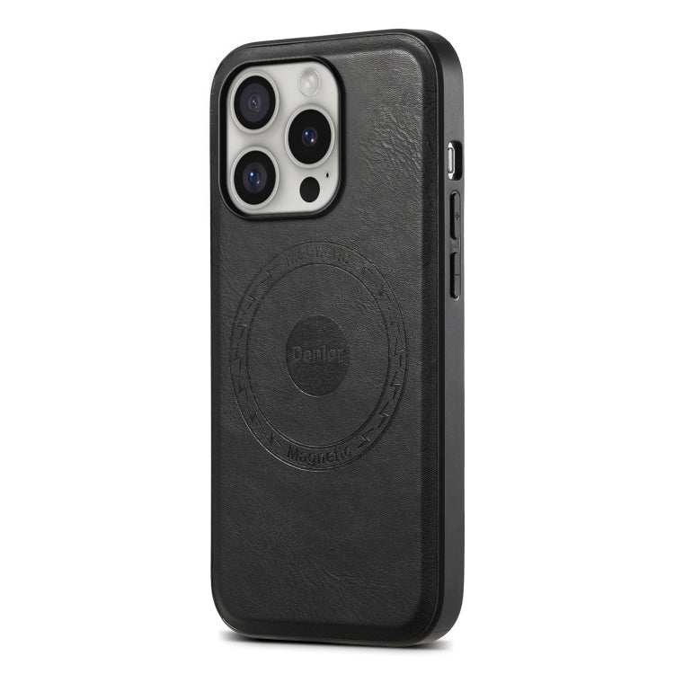 For iPhone 16 Pro Max Denior Cowhide Texture Leather MagSafe Phone Case(Black)